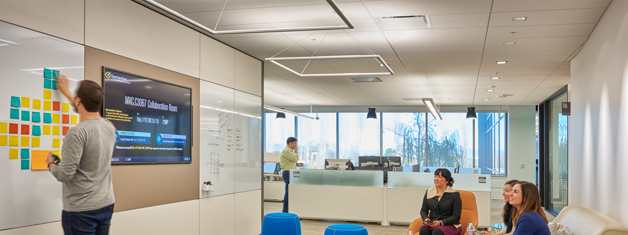 E1 and Series 16 shown in an office collaborative space at Symantec