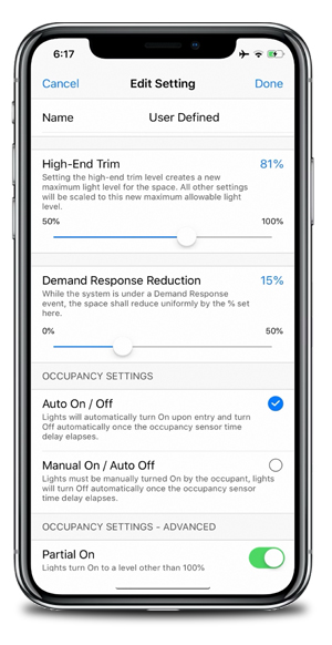 Edit User Defined Settings