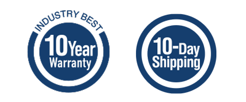 Finelite 10 Year Warranty and 10 Day Shipping