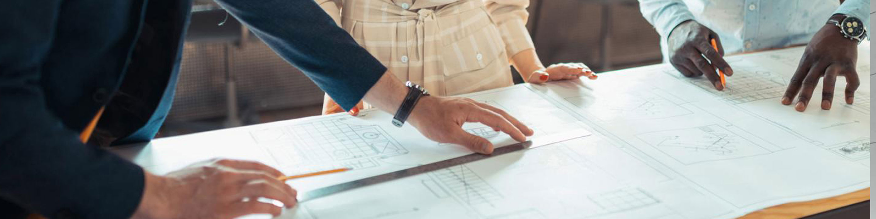 Team of employees discussing a project