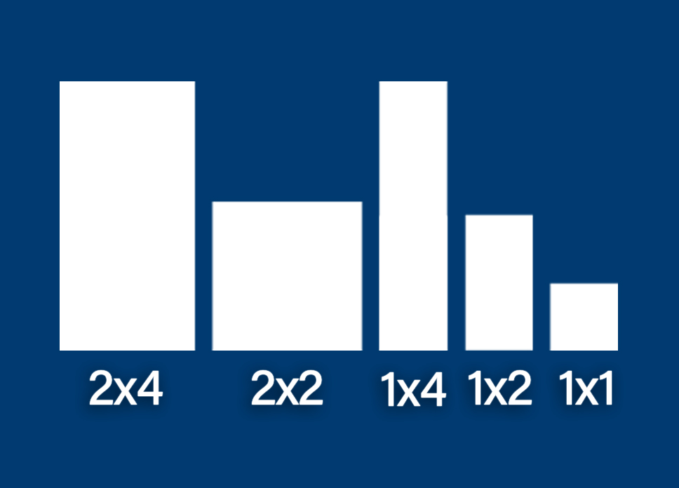 HPR comes in 2x4, 2x2, 1x4, 1x2 and 1x1