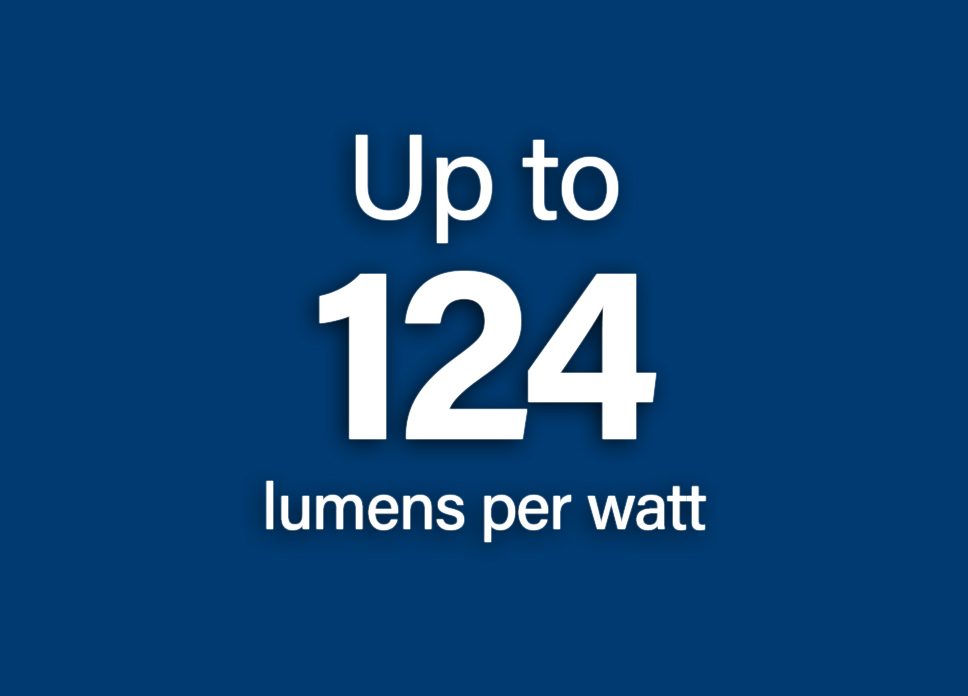 Series 18 is up to 124 lumens per watt