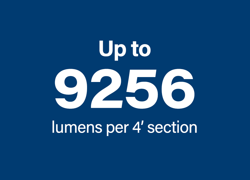 Up to 9256 lumens per 4 foot section